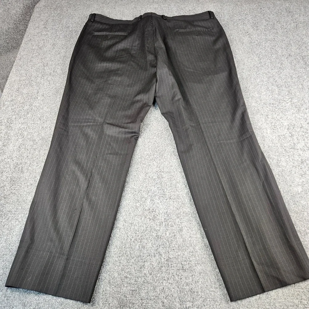 Pronto Uomo Platinum Mens Dress wool Pants Charcoal Gray‎ Pinstripe Flat Front